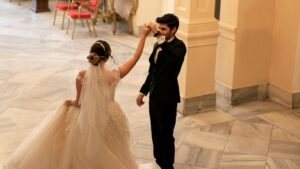 Young Couple Dancing First Dance on their Wedding Day